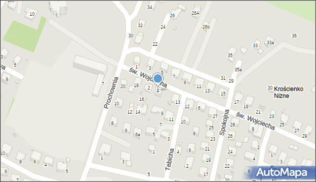 Krosno, św. Wojciecha, 4, mapa Krosna