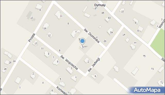 Kruki, św. Dominika, 3, mapa Kruki