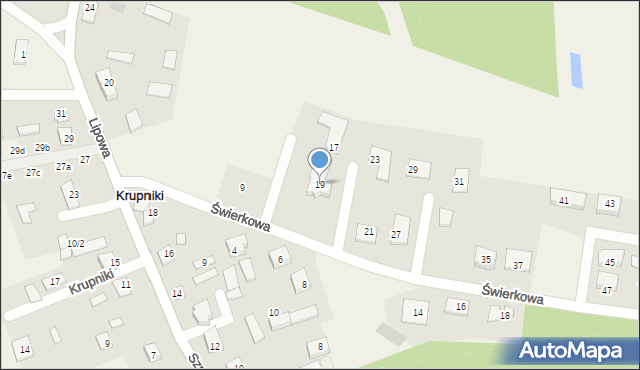 Krupniki, Świerkowa, 19, mapa Krupniki