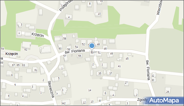 Krzęcin, św. Floriana, 53, mapa Krzęcin