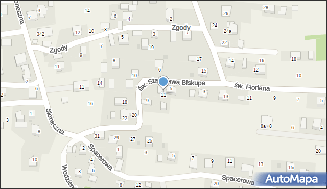 Krzęcin, św. Stanisława Biskupa, 11, mapa Krzęcin