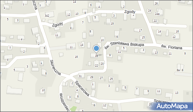 Krzęcin, św. Stanisława Biskupa, 18, mapa Krzęcin