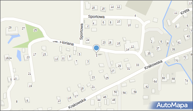 Krzeczów, św. Floriana, 1, mapa Krzeczów