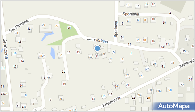 Krzeczów, św. Floriana, 11, mapa Krzeczów