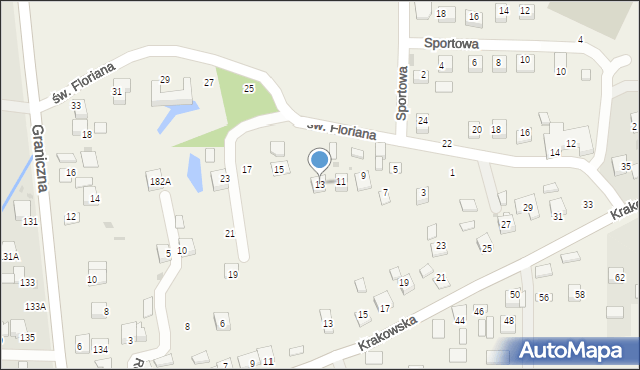 Krzeczów, św. Floriana, 13, mapa Krzeczów