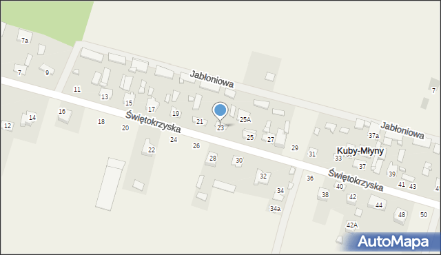 Kuby-Młyny, Świętokrzyska, 23, mapa Kuby-Młyny