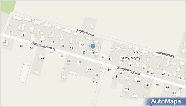 Kuby-Młyny, Świętokrzyska, 27, mapa Kuby-Młyny