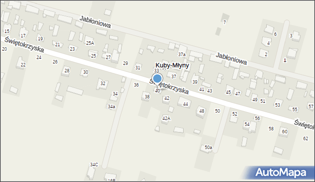 Kuby-Młyny, Świętokrzyska, 40, mapa Kuby-Młyny