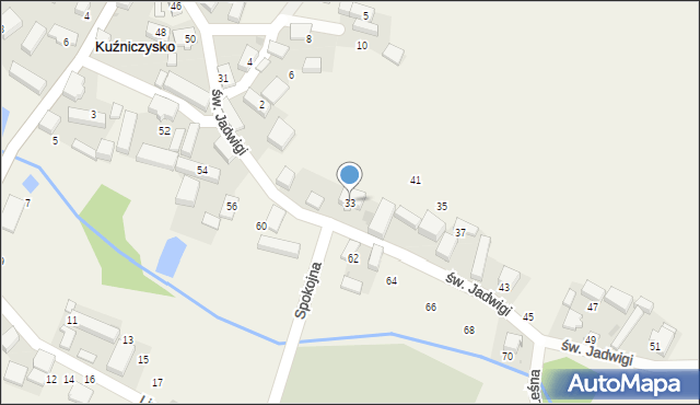 Kuźniczysko, św. Jadwigi, 33, mapa Kuźniczysko