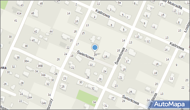 Kwirynów, Świerkowa, 20, mapa Kwirynów