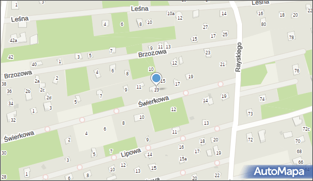 Łacha, Świerkowa, 13, mapa Łacha