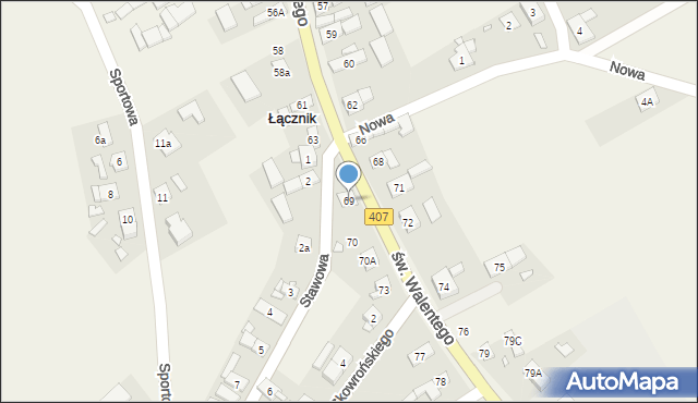 Łącznik, św. Walentego, 69, mapa Łącznik