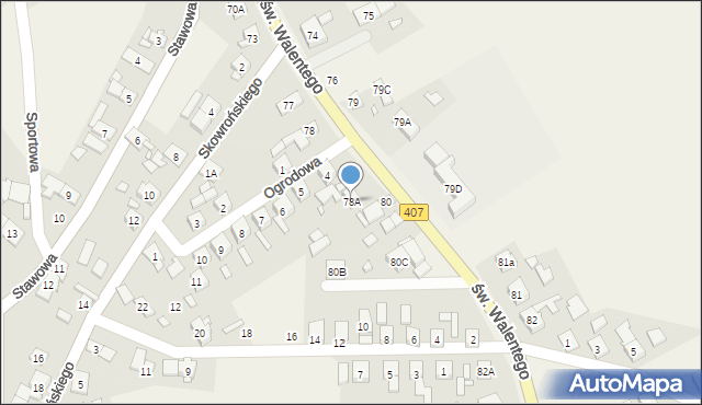 Łącznik, św. Walentego, 78A, mapa Łącznik