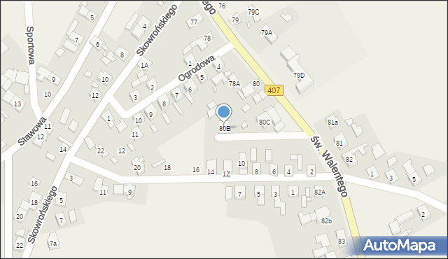 Łącznik, św. Walentego, 80B, mapa Łącznik
