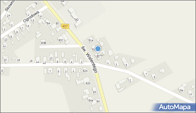 Łącznik, św. Walentego, 82, mapa Łącznik