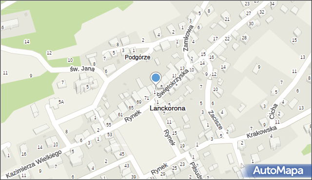 Lanckorona, Świętokrzyska, 3, mapa Lanckorona