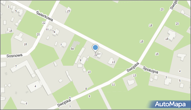Łask, Świerkowa, 11, mapa Łask