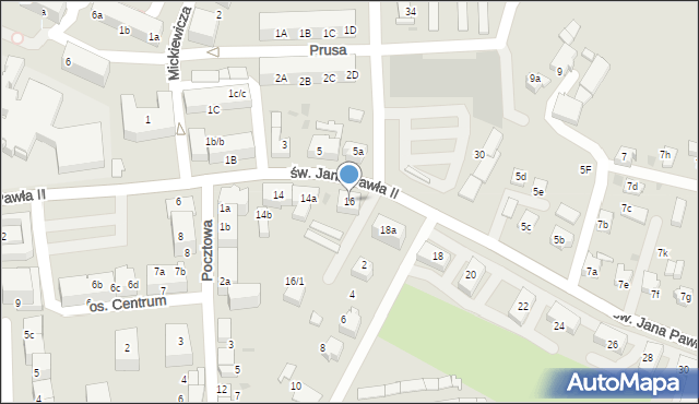 Łaziska Górne, św. Jana Pawła II, 16, mapa Łaziska Górne