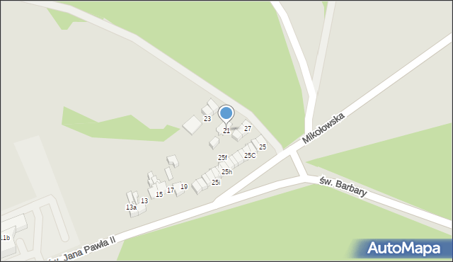 Łaziska Górne, św. Jana Pawła II, 21, mapa Łaziska Górne