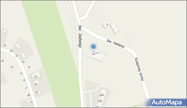 Legnickie Pole, św. Jadwigi, 14, mapa Legnickie Pole