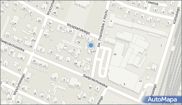 Leszno, św. Franciszka z Asyżu, 3, mapa Leszno