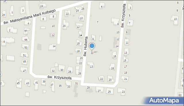 Leszno, św. Huberta, 11, mapa Leszno