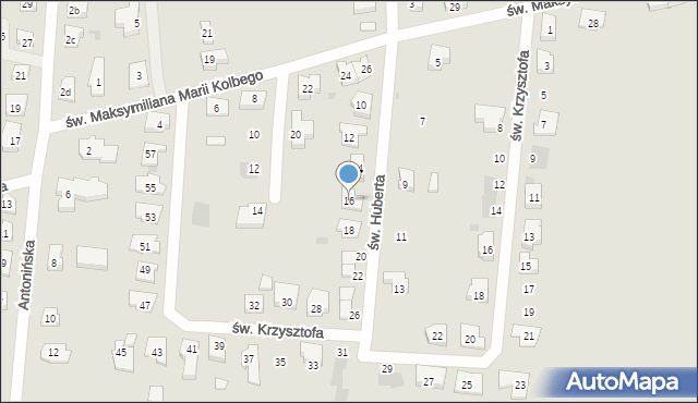 Leszno, św. Huberta, 16, mapa Leszno