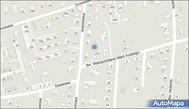 Leszno, św. Maksymiliana Marii Kolbego, 1, mapa Leszno
