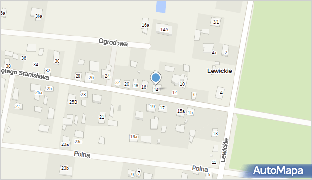 Lewickie, św. Stanisława Męczennika, bp., 8, mapa Lewickie