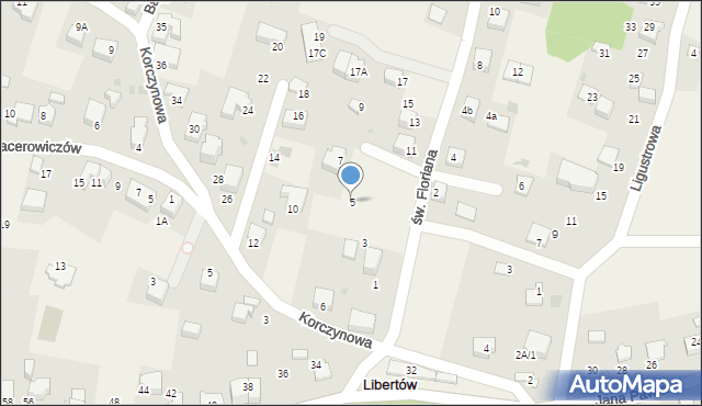Libertów, św. Floriana, 5, mapa Libertów