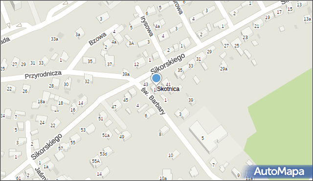 Libiąż, św. Barbary, 1a, mapa Libiąż