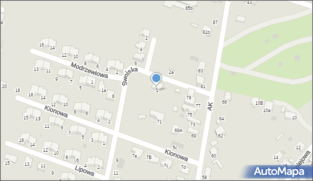 Libiąż, Swojska, 1, mapa Libiąż