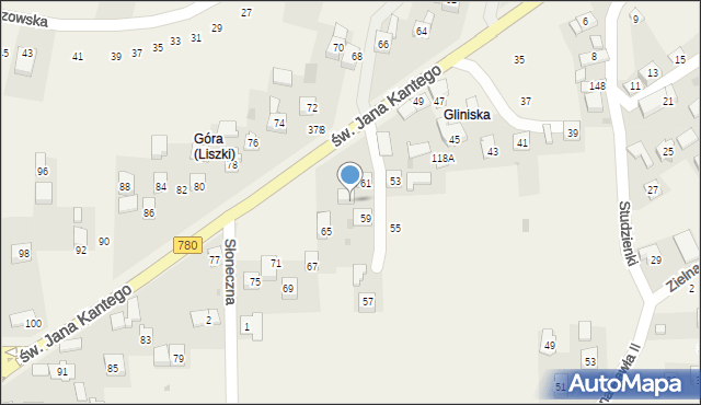 Liszki, św. Jana Kantego, 63, mapa Liszki