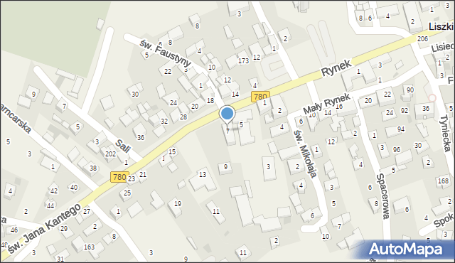 Liszki, św. Jana Kantego, 7, mapa Liszki