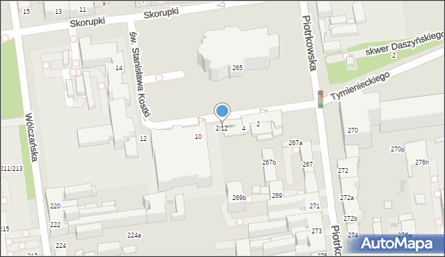 Łódź, św. Stanisława Kostki, 2/12, mapa Łodzi