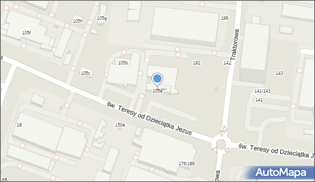 Łódź, św. Teresy od Dzieciątka Jezus, 105a, mapa Łodzi