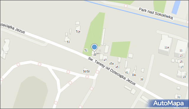 Łódź, św. Teresy od Dzieciątka Jezus, 49, mapa Łodzi