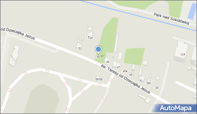 Łódź, św. Teresy od Dzieciątka Jezus, 51, mapa Łodzi