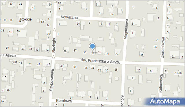 Łódź, św. Franciszka z Asyżu, 33, mapa Łodzi