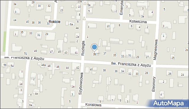 Łódź, św. Franciszka z Asyżu, 39, mapa Łodzi