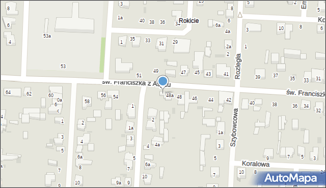 Łódź, św. Franciszka z Asyżu, 50, mapa Łodzi