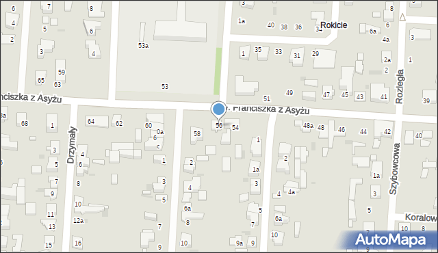 Łódź, św. Franciszka z Asyżu, 56, mapa Łodzi