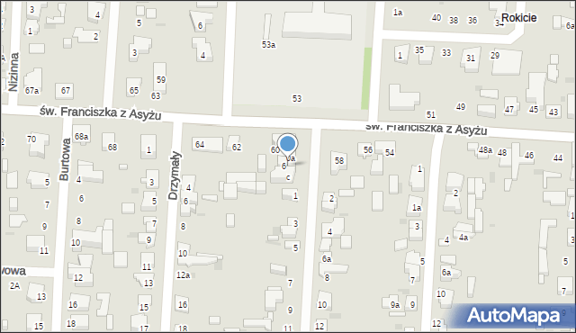 Łódź, św. Franciszka z Asyżu, 60b, mapa Łodzi