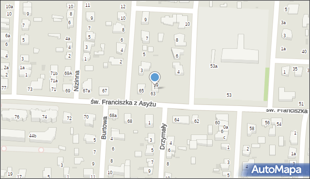 Łódź, św. Franciszka z Asyżu, 61, mapa Łodzi