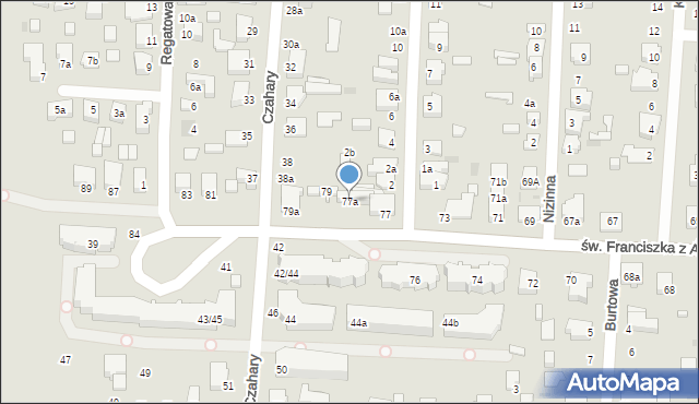 Łódź, św. Franciszka z Asyżu, 77a, mapa Łodzi