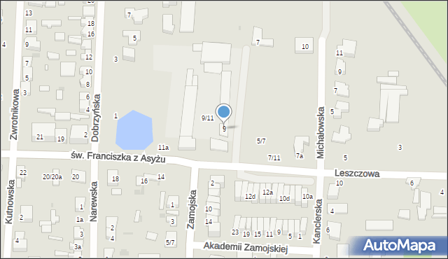 Łódź, św. Franciszka z Asyżu, 9, mapa Łodzi