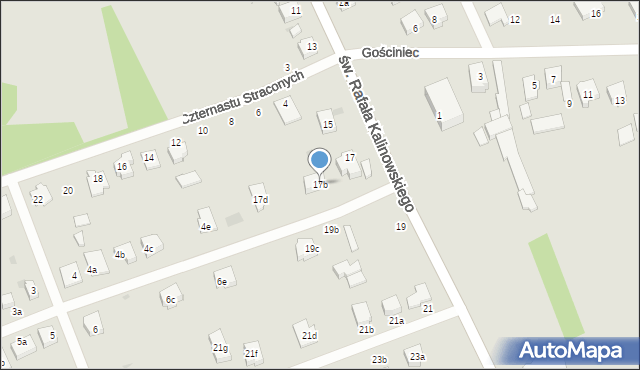 Łódź, św. Rafała Kalinowskiego, 17b, mapa Łodzi