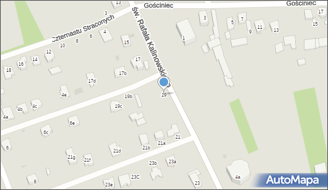 Łódź, św. Rafała Kalinowskiego, 19, mapa Łodzi