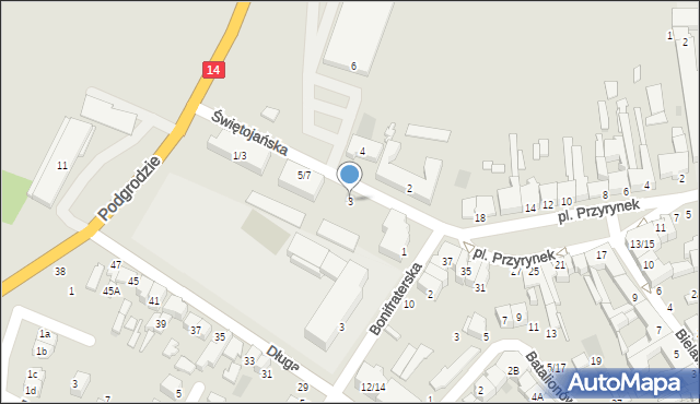 Łowicz, Świętojańska, 3, mapa Łowicza