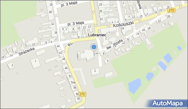 Lubraniec, św. Józefa, 1, mapa Lubraniec